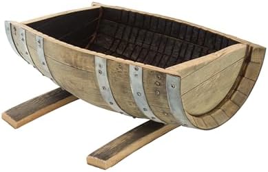 Rustic Planter, Made from Real Wooden Whiskey Barrels, White Oak, Indoor or Outdoor by AmishToyBox.com