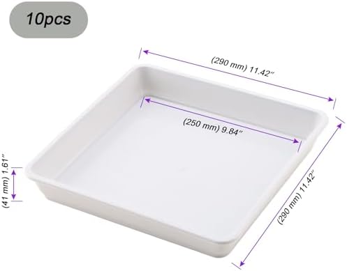 JOIKIT 10 PCS 11.4 x 11.4 Inch Square Plant Saucer, 1.6 Inch Deep Plastic Square Planter Base Bottom Pot Trays, Drip Plates for Plant Pot IndoorsOutdoor, White - Image 2