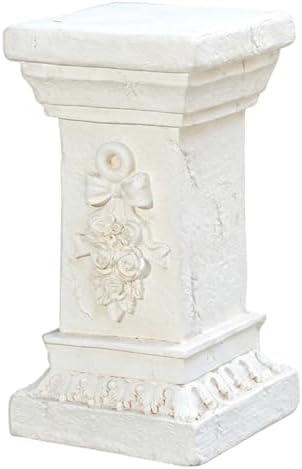 Decorative Pedestal Stand for Plants and Statues - 12.6 Inch Roman Pillar with Carved Floral Design, Weatherproof Resin Column for Garden, Patio, and Home Decor by Unknown