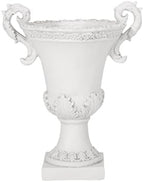 Merax 19.25'' Tall Elegant Roman Style Lightweight Concrete Planter with Botanical Accents, Square Indoor Outdoor Flower Pot with Drainage Hole & Stopper, White - Image 4
