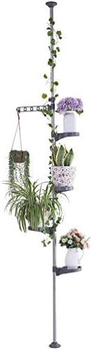BAOYOUNI Plant Stand 5-Tier Tension Rod Pole Flower Holder Rack ，Grey - Image 2