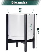 D'vine Dev Ceramic Pot with Ebony Wood Stand, White, 14 in, 55-B-S-1 - Image 3