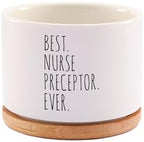 Best Nurse Preceptor Ever Nurse Gifts Ceramic Succulent Plant Pot with Bamboo Tray Round Nursing Student Assistant Nurse Home Office Decor Plant Lover 3.5 Inch White (No Plants) (Pack of 3) - Image 2