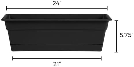 Bloem Dura Cotta Window Box Planter: 24" - Black - with Tray, Weatherproof Resin Box, Removable Tray for Indoor & Outdoor Use, Gardening, 3 Gallon Capacity - Image 3