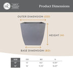The HC Companies Santa Fe Square Self-Watering Pot - Lightweight Plastic Planter for Herbs & More - Durable Plant Pots for Indoor Plants & Outdoor Plants (12" Cavern Clay, Pack 2) - Image 6
