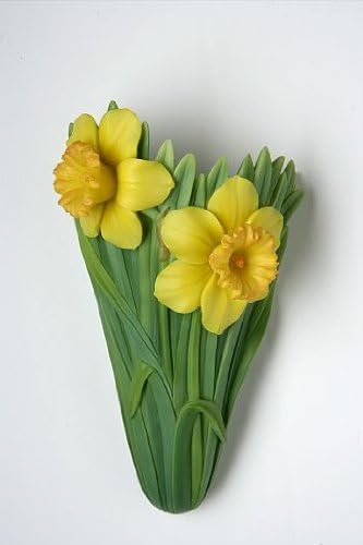 Set of 2 Daffodil Jonquil Wall Vase Planters – Yellow Flower Caddies for Fresh Flowers Artificial Plants or Décor Storage – Decorative Floral Wall Pockets from SassyXpressions - Image 3