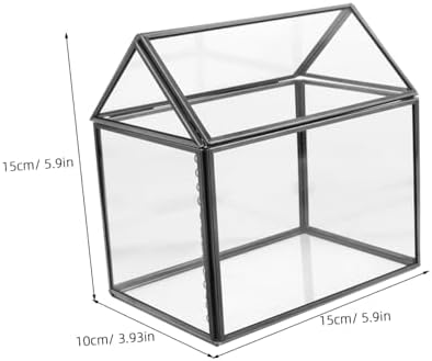 House Shape Geometric Glass Terrarium Stylish Succulent Display Case with Swing Lid Indoor Greenhouse for Home Decor Office and Housewarming - Image 2