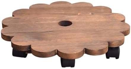 Solid Wood Planter Tray with Rollers, 360 degree rotating wheels Flower Pot Caddy for Home Garden Office Decor, Plant Pot Cart Vases Holder Whiskey Barrels Support Rack (Flower 30cm) - Image 5