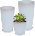 Neoaider Set of 3 Tall Planter, 24/21/12in Large Plastic Planter, WhiteJade by Neoaider