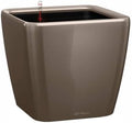Lechuza Quadro LS 35 Shiny Taupe High Gloss, Self-Watering Square Planter, H13 L13.8 W13.8 in by LECHUZA