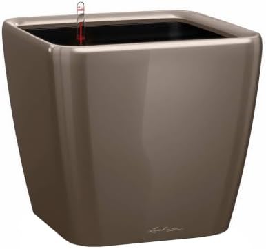 Lechuza Quadro LS 35 Shiny Taupe High Gloss, Self-Watering Square Planter, H13 L13.8 W13.8 in by LECHUZA