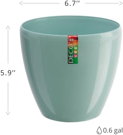 DECOPOTS - 3 Pack Self Watering Planter - Indoor/Outdoor Decorative Flower Pot with Drainage Cartridge and Water Level Indicator (6.7", Jade) - Image 3