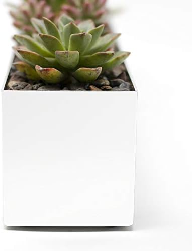 Buhbo Modern Metal Trough Rectangle Planter 32 inch, White - Image 4