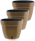 Gardenera 7.9" ASTI Self Watering Planter (Set of 3) in Gold/Black - Modern Flower Pot with Water Level Indicator for All House Plants, Flowers, Herbs, Succulents and Hanging Plants by Gardenera