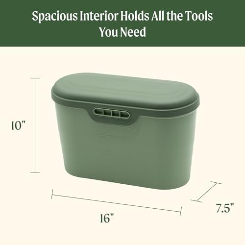 Vego Garden Heavy-Duty Hanging Garden Toolbox, Weather-Resistant Durable Polymer, Holds Up to 44 lbs, Features a Rounded Lid Basil Green - Image 2
