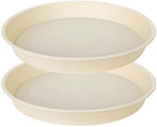 2 Pack of 18 19 inch Plant Saucer Drip Tray (16.6 inch Base), Heavy Duty Deep Plant Saucers for Pots, Plastic Flower Planter Water Trays for Indoors Outdoor (19", Beige) by Bleuhome