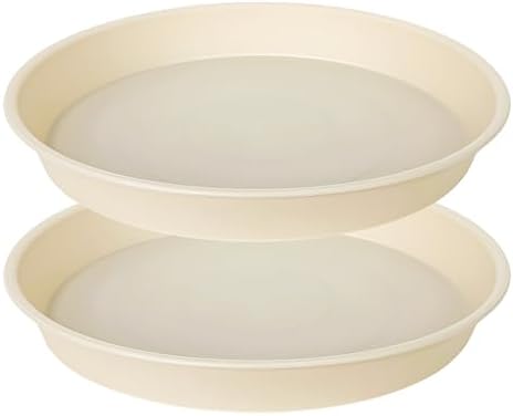 2 Pack of 18 19 inch Plant Saucer Drip Tray (16.6 inch Base), Heavy Duty Deep Plant Saucers for Pots, Plastic Flower Planter Water Trays for Indoors Outdoor (19", Beige) by Bleuhome