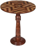 Handcrafted Round Coffee Table for Living Room – 18x21.5 Inch Wooden End Table, Side Table, Accent Table – Solid Wood Small Table with Pillar Joint Design – Natural Finish by TheWoodenTown