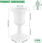 4 PCS Plastic Urn Planter, Large Flower Urn for Outdoor Patio, Modern Garden Plant Pot with Drainage Hole, Decorative White Vase for Front Porch, 11.81"x19.69" White 4 - Image 2