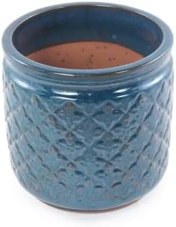3 PCS Ceramic Planter, 9/12/15 Inch Cylinder Planter with Drainage Hole, Large Plant Pots - Navy Blue - Image 7