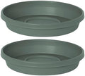 Bloem Terra 24" Round Plastic Plant Saucer, Lightweight UV-Resistant Indoor/Outdoor Flower Pot Tray - Fits 24-inch Planter Pots, Basil, 2-Pack by Bloem