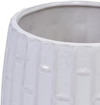 6" Glazed Ceramic Planter Set with Bamboo Texture, White - Image 5