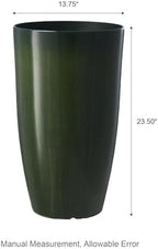 Glitzhome 23.5" H Large Tall Planter for Outdoor Plants,Set of 2 Plastic Tall Planters with Drainage Holes,Round Tapered Faux Ceramic Gradient Green Flower Tree Pots for Porch Patio Indoor Outdoor - Image 2