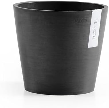 Ecopots Amsterdam Round Planter with Water Reservoir, Dark Grey, 12" by ECOPOTS