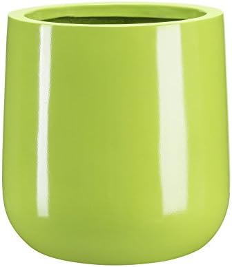 NMN Designs Ainslie Planter - 12.75" L x 12.75" W x 13" H - Glossy Green - Fiberglass Plant Container - Modern, Round - Indoor/Outdoor - Drainage Holes - Best Planter - Image 2