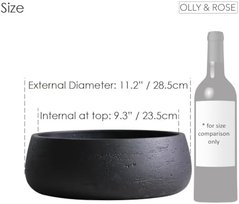 Olly & Rose Copenhagen Large Ceramic Planter Bowl Shallow Plant Pot - Matt Black Flower Pot Indoor and Outdoor Garden Décor… - Image 6