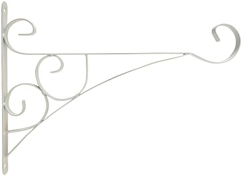 Gardenised Scroll Metal Wall Bracket with Curled Hook for Hanging Accessories and Flowerpots for Indoor & Outdoor Use, White by Gardenised