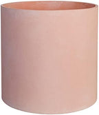 FaithLand 14 Inch Fiberstone Planter - Lightweight Modern Cylinder Plant Pot with Drainage Hole & Plug, Indoor Outdoor Use, Terracotta Color by FaithLand