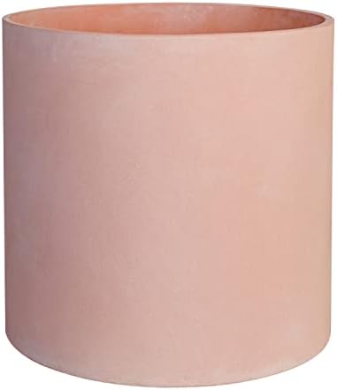 FaithLand 8 Inch Fiberstone Planter - Lightweight Modern Cylinder Plant Pot with Drainage Hole & Plug, Indoor Outdoor Use, Terracotta Color by FaithLand