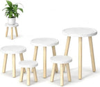 5-Pack Wood Plant Stands Indoor, Single Plant Stand for 6-12 Inch Pots, Mid-Century Modern Plant Stool, Tall Plant Stand for Large Plants for Living Room, Balcony, Office (White) by Unknown