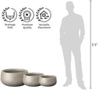 Kante Modern Home Minimalist 16" Dia Weathered Concrete Bowl Planter - Image 4