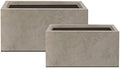 Kante 31.5" and 23.6" L Rectangular Concrete Planters (Set of 2), Outdoor Indoor Modern Plant Pot with Drainage Hole and Rubber Plug for Garden, Patio, Weathered Concrete Finish by Unknown