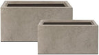 Kante 31.5" and 23.6" L Rectangular Concrete Planters (Set of 2), Outdoor Indoor Modern Plant Pot with Drainage Hole and Rubber Plug for Garden, Patio, Weathered Concrete Finish by Unknown