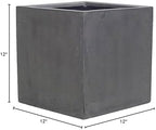 Pottery Pots Elegant Cement Gray Fiberstone Cube Planter Pot - Tree Bush Box Indoor Outdoor 12"x12"x12" - Image 5