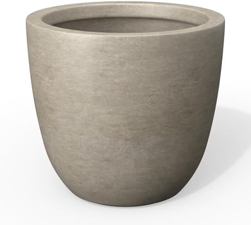 Kante Small Round Bowl Weathered Concrete Planter 10" Dia, Outdoor by Unknown