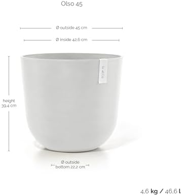Ecopots Oslo Round Flower Planter, Pure White, 17.75" - Image 3