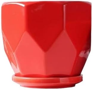 Plant Pot Ceramic Flower Pots Ceramic Large with Tray Simple Household Creative Green Succulent Flower Pots Flower Pots(Gris,Large) (Red L) by Unknown