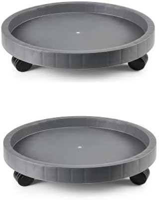 2 Pack of 14 Inch Heavy Duty Plant Caddy with Wheels,Rolling Plant Stand Pot Trolley,Wheeled Planter Saucer Tray,Potted Flower Mover Dolly with Casters Round Coaster for Indoor Outdoor by Unknown