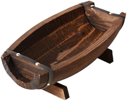 Wooden Barrel Planter Rustic Flower Pot Small Half-Cut Barrel 30x16x9cm Indoor Outdoor Garden Decor Wedding Photography Prop by Unknown