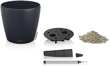 LECHUZA Classico Color 35 Slate, Self-Watering Round Planter, D13.8 H11.8 in, Slate Matt - Image 3