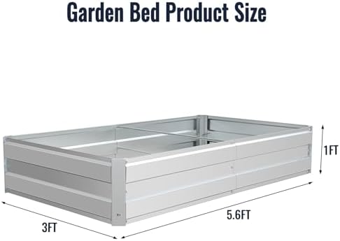 Galvanized Raised Garden Bed, Metal Planter Box Bottomless for Backyard,5.6 * 3 * 1 FT,Silver - Image 2
