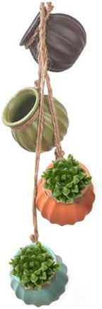 4Pcs/Set Hanging Window Planter, Ceramic Hanging Succulent Planter with Drainage Hole, Cute Succulent Pots, Plant Pots for Window, Fence, Indoor, Outdoor - Image 2