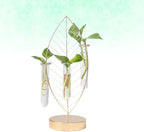 HOMSFOU Glass Test Tube Hydroponic Vase with Iron Golden Leaf Frame, 3-Tube Plant Propagation Planter for Home Décor and Flower Arrangement - Image 6