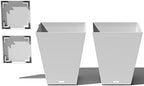 Veradek Nobleton Indoor/Outdoor Wide Square Planter (White, 22 inch - 2 Pack with 2 Saucer Trays) by VeradekOutdoor