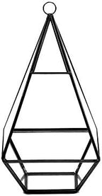 WGV Hanging Geometric Planter Terrarium Width 5" Height 9.5" Clear Glass Black Frame DIY Succulent air Plant Miniature Fairy Garden Windowsill Decor Raised Tall Pyramid 1 Piece by WGVInternational-OpusGlassware