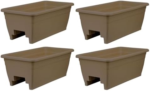 The HC Companies 24 Inch Deck Rail Flower Planter Boxes, Chocolate, 4-Pack by TheHCCompanies